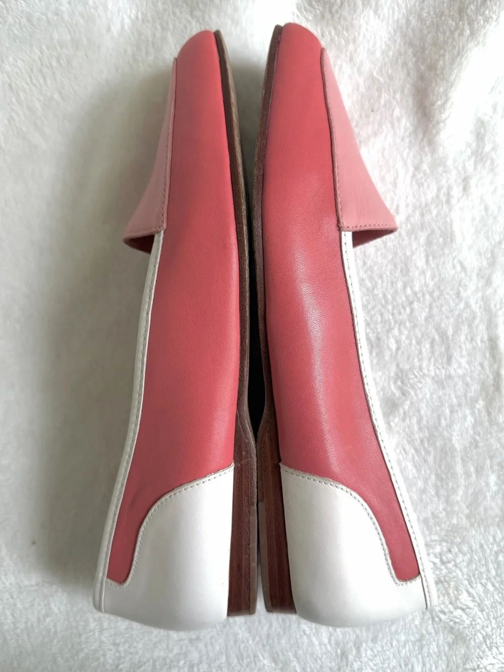 Vintage Enzo Angiolini Liberty Two Toned Pink White Leather Loafers Flats